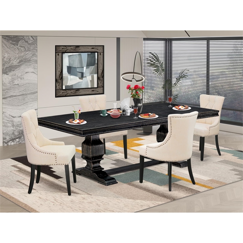 East West Furniture Laneville 5-Piece Kitchen Dining Set in Black Finish