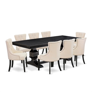 East West Furniture Laneville 9-Piece Kitchen Set in Black Finish