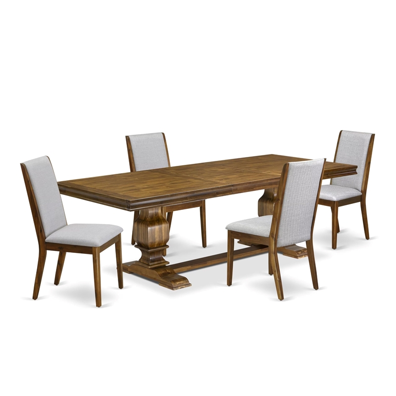 East West Furniture Laneville 5 Pieces Kitchen Table Set in Walnut Finish