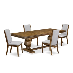 East West Furniture Laneville 5 Pieces Kitchen Table Set in Walnut Finish