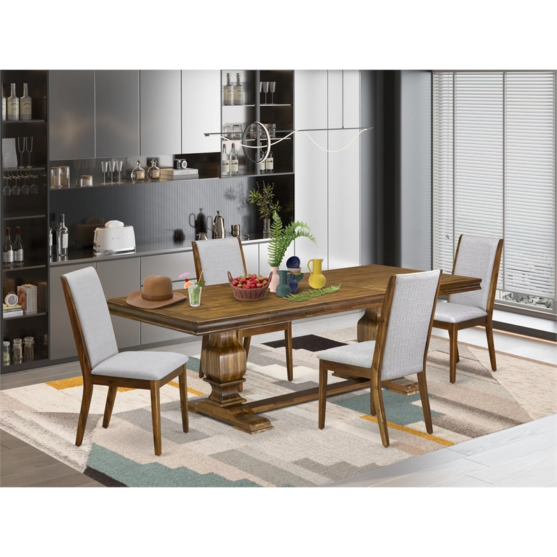 East West Furniture Laneville 5 Pieces Kitchen Table Set in Walnut Finish