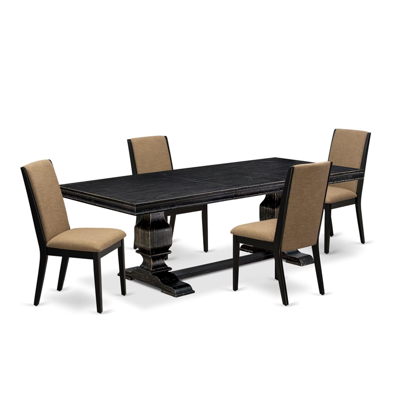 East West Furniture Laneville 5 Pieces Modern Dining Set in Black Finish