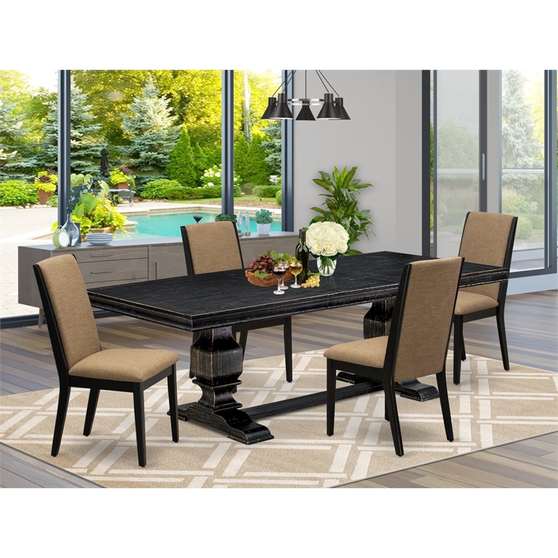East West Furniture Laneville 5 Pieces Modern Dining Set in Black Finish