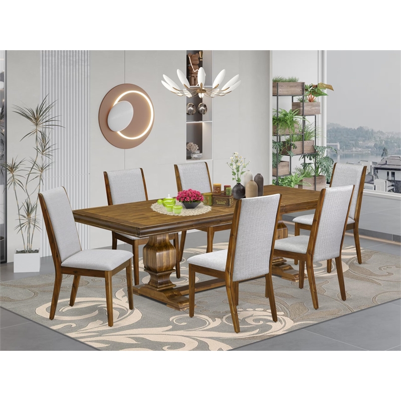 East West Furniture Laneville 7 Pieces Modern Dining Roo in Walnut Finish