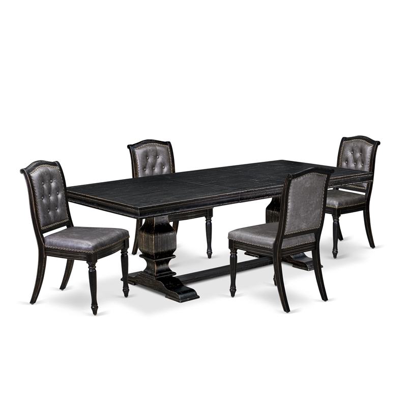 East West Furniture Laneville 5-Piece Kitchen Dining Set in Black Finish