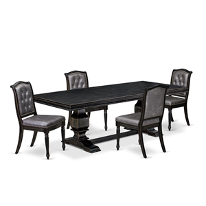 East West Furniture Laneville 5-Piece Kitchen Dining Set in Black Finish