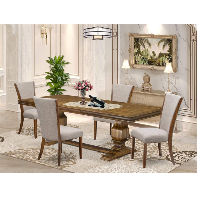 East West Furniture Laneville 5-Piece Kitchen Dining Set in Walnut Finish