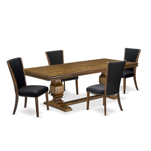 East West Furniture Laneville 5-Piece Kitchen Dining Set in Walnut Finish
