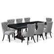 East West Furniture Northcliffe 9-Piece Dining Table Set in Black Finish