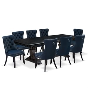 East West Furniture Northcliffe 9-Piece Modern Dining Table Set in Black Finish