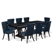East West Furniture Northcliffe 9-Piece Modern Dining Table Set in Black Finish