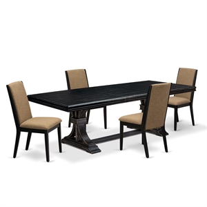East West Furniture Northcliffe 5 Pieces Dining Table Set in Black Finish