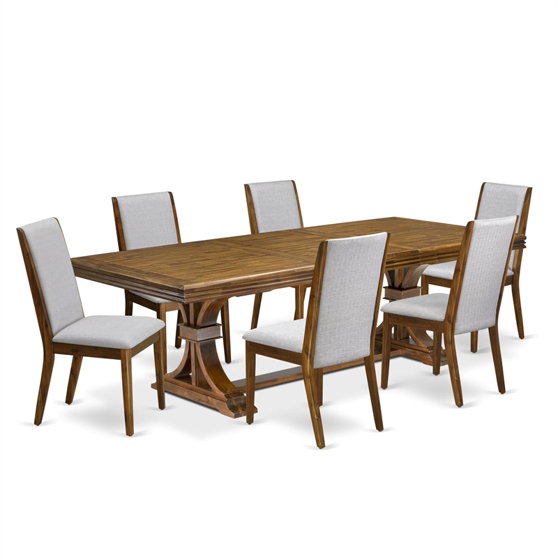 East West Furniture Northcliffe 7-Piece Extendable Dining Room Set in Walnut
