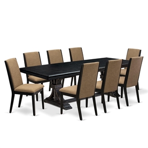 East West Furniture Northcliffe 9 Pieces Dining Table Set in Black Finish