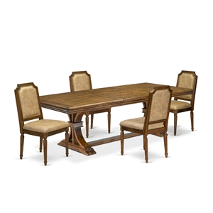 East West Furniture Northcliffe 5-Piece Dining Room Set in Walnut Finish