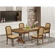 East West Furniture Northcliffe 5-Piece Dining Room Set in Walnut Finish