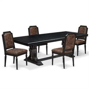 East West Furniture Northcliffe 5-Piece Kitchen Dining Set in Black Finish
