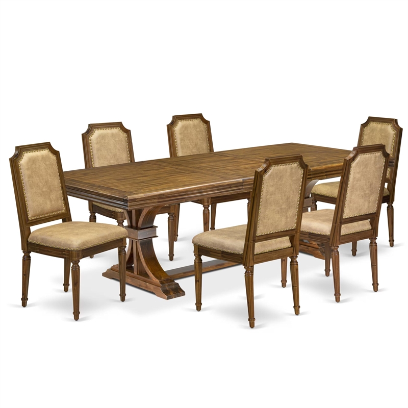 East West Furniture Northcliffe 7-Piece Kitchen Table Set in Walnut Finish