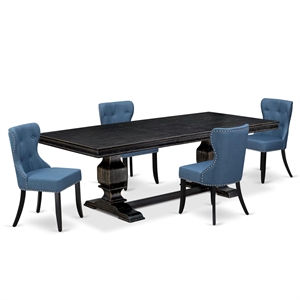 East West Furniture Laneville 5-Piece Dining Table Set in Black Finish