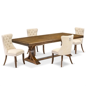 East West Furniture Northcliffe 5-Piece Kitchen Dining Set in Walnut Finish
