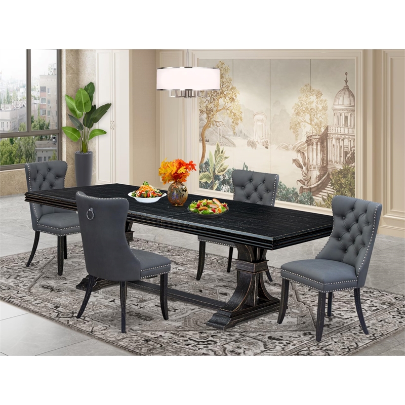 East West Furniture Northcliffe 5 Pieces Modern Dining Set in Black Finish