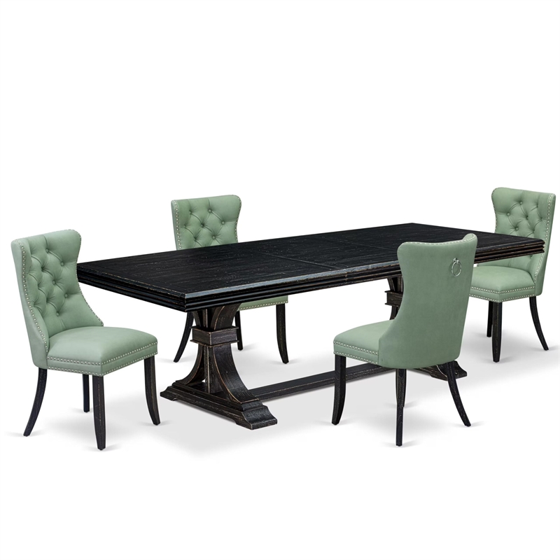 East West Furniture Northcliffe 5 Pieces Modern Dining Set in Black Finish