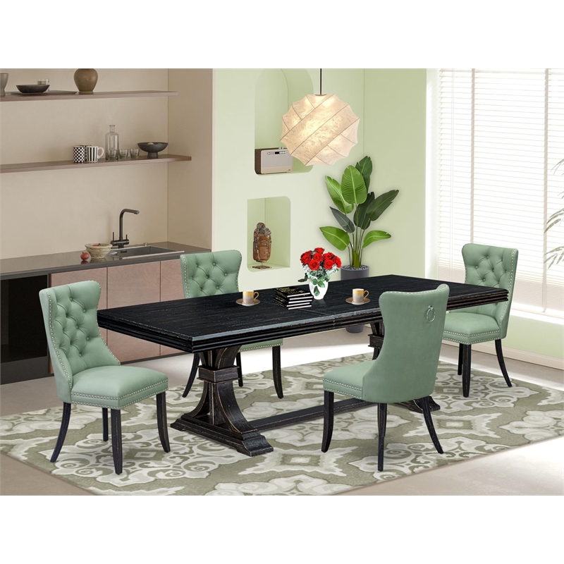 East West Furniture Northcliffe 5 Pieces Modern Dining Set in Black Finish