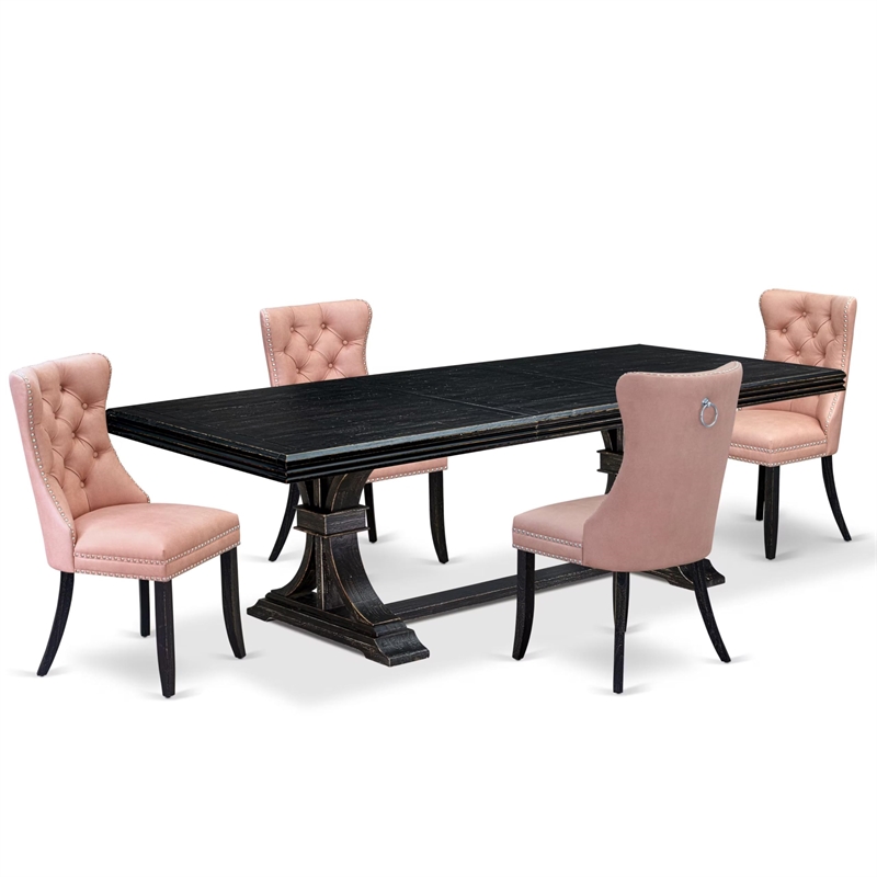 East West Furniture Northcliffe 5 Pieces Modern Dining Set in Black Finish