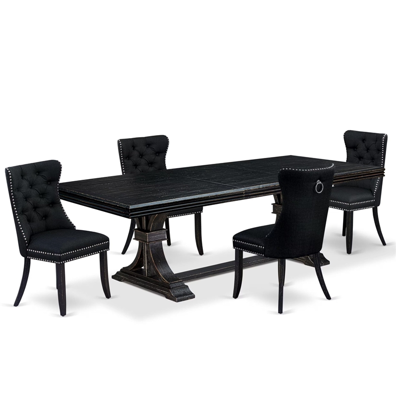 East West Furniture Northcliffe 5-Piece Dining Set in Black Finish