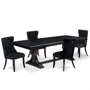East West Furniture Northcliffe 5-Piece Dining Set in Black Finish