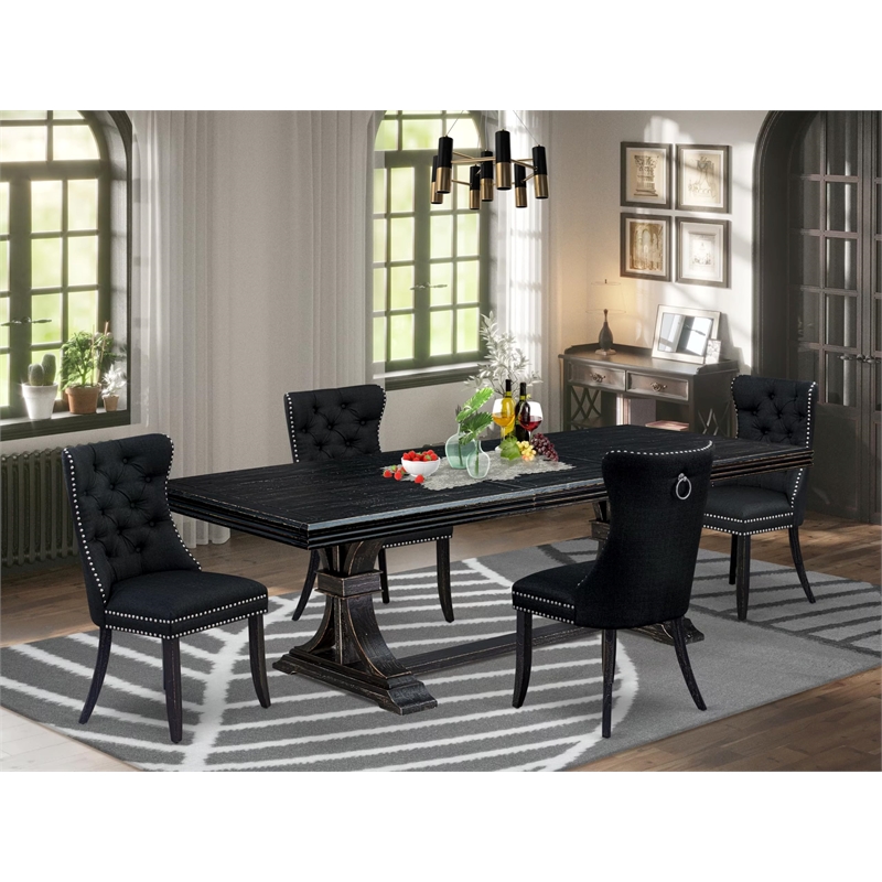 East West Furniture Northcliffe 5-Piece Dining Set in Black Finish