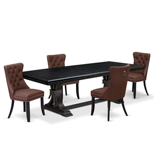 East West Furniture Northcliffe 5-Piece Kitchen Dining Set in Black Finish