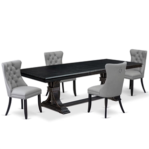 East West Furniture Northcliffe 5-Piece Dining Table Set in Black Finish