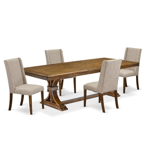 East West Furniture Northcliffe 5-Piece Dining Table Set in Walnut Finish