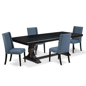 East West Furniture Northcliffe 5-Piece Kitchen Dining Set in Black Finish