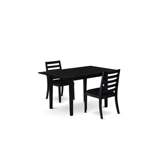 East West Furniture Norfolk 3-Piece Kitchen Dining Set in Black Finish