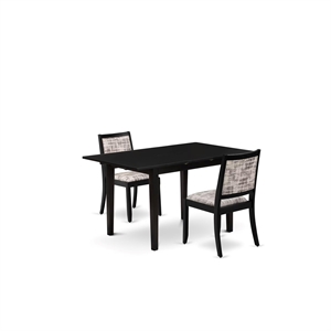 East West Furniture Norfolk 3-Piece Dining Set in Black Finish
