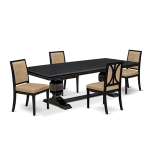 East West Furniture Northcliffe 5-Piece Kitchen Dining Set in Black Finish
