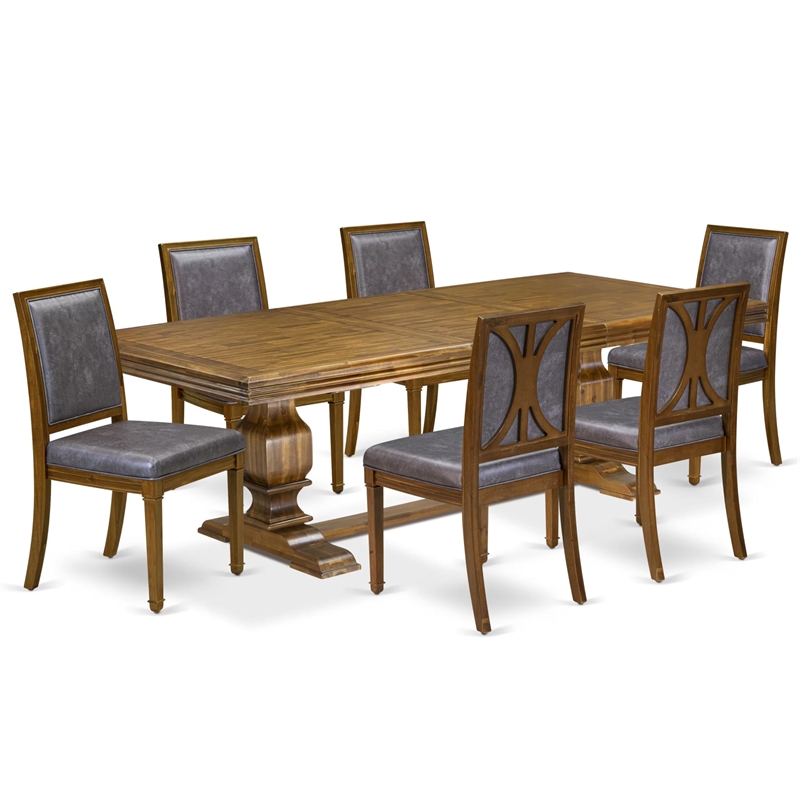 East West Furniture Northcliffe 7-Piece Kitchen Table Set in Walnut Finish