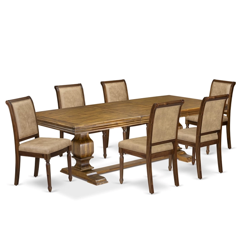 East West Furniture Northcliffe 7-Piece Kitchen Table Set in Walnut Finish