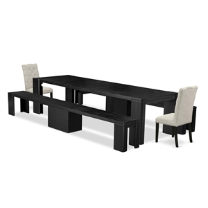 East West Furniture Xtenczar 5 -Piece Dining Room Table Set in Black Finish