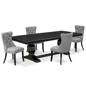 East West Furniture Northcliffe 5-Piece Kitchen Dining Set in Black Finish