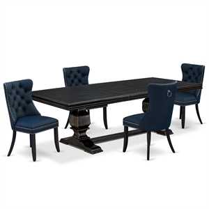 East West Furniture Northcliffe 5-Piece Dining Table Set in Black Finish