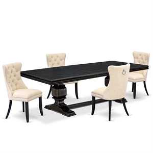 East West Furniture Northcliffe 5-Piece Dining Room Set in Black Finish