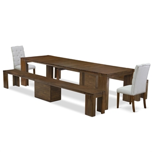East West Furniture Xtenczar 5-Piece Extendable Dining Set in Walnut Finish