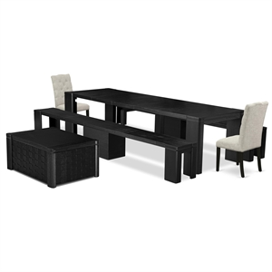 East West Furniture Xtenczar 6 -Piece Dining Room Table Set in Black Finish
