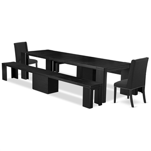 East West Furniture Xtenczar 5 -Piece Dining Room Table Set in Black Finish