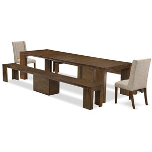 East West Furniture Xtenczar 5-Piece Extendable Dining Set in Walnut Finish