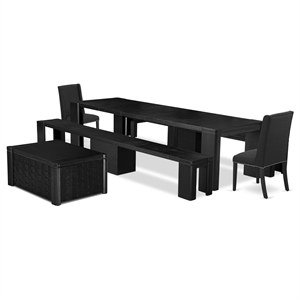 East West Furniture Xtenczar 6 -Piece Dining Room Table Set in Black Finish