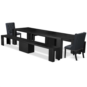 East West Furniture Xtenczar 5 -Piece Dining Room Table Set in Black Finish